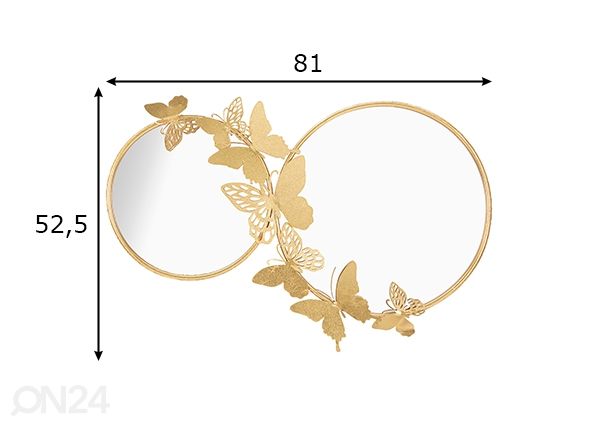 Seinäpeili Double Farfalle 81x52,5 cm mitat