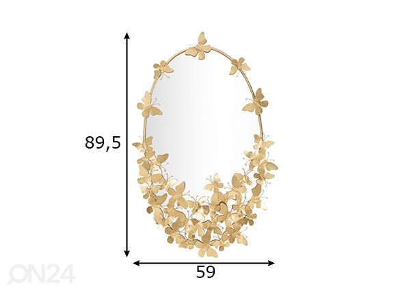 Seinäpeili Glam, kullanvärinen mitat