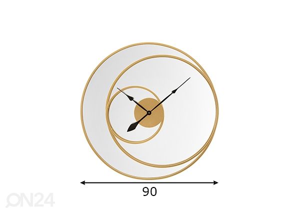 Seinäpeili kellolla 90 cm mitat