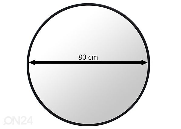 Seinäpeili, musta Ø 80 cm mitat