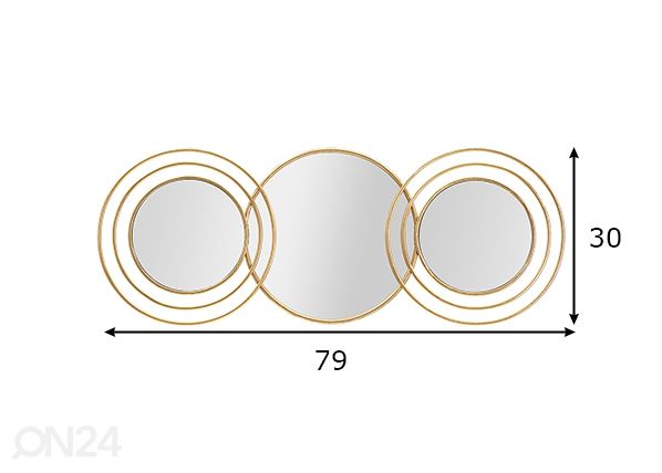 Seinäpeili Triply Round 79x30 cm mitat