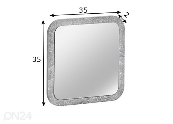 Seinäpeili Wally 35 cm, betoniharmaa mitat