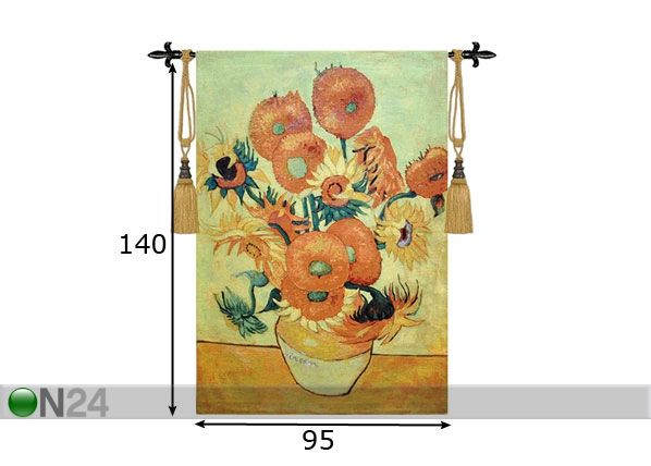 Seinäraanu GOBELIINI AURINGONKUKAT 95x140 cm mitat