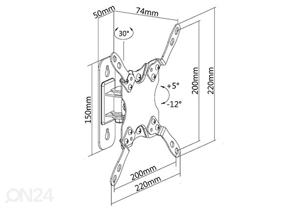Seinäteline Senaco SN 2T-1 mitat