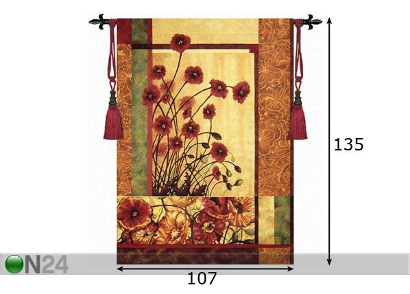 Seinävaate POPPIES 135x107 cm mitat