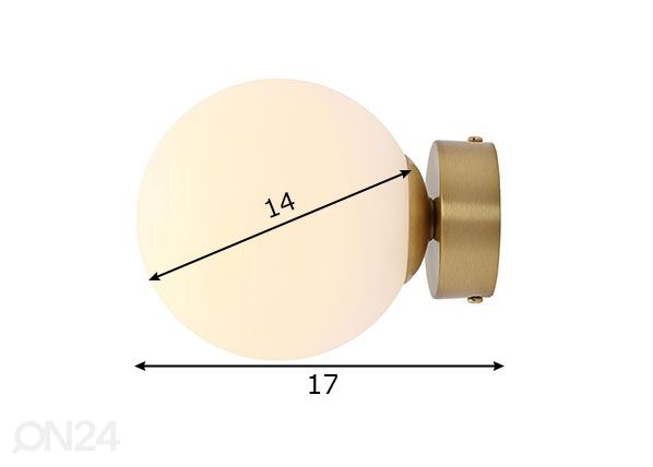 Seinävalaisin Ball, valkoinen/messinki mitat