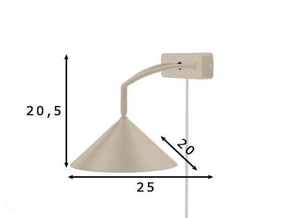 Seinävalaisin Curve, beige mitat