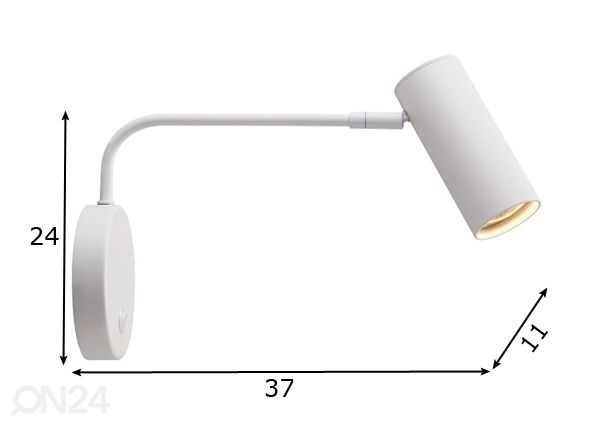 Seinävalaisin Tubo White mitat