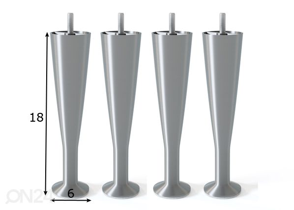 Shampanjalasin muotoinen metallijalka, matta hopeansävy 18 cm mitat