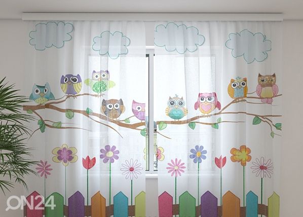 Sifonki-kuvaverho FUNNY OWL 240x220 cm