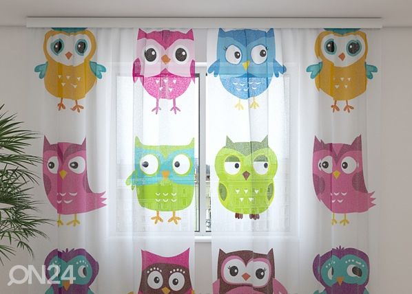 Sifonki-kuvaverho LOVELY OWL 240x220 cm