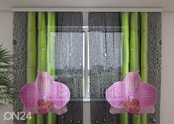 Sifonki-kuvaverho ORCHIDS AND BAMBOO 2, 240x220 cm