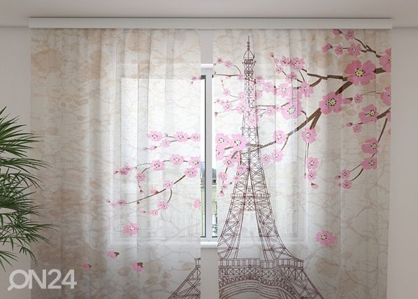Sifonki-kuvaverho TOWER AND SAKURA 240x220 cm