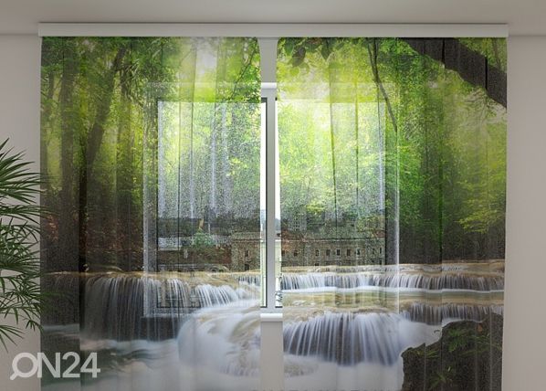 Sifonki-kuvaverho WATERFALL IN SPRING FOREST 240x220 cm