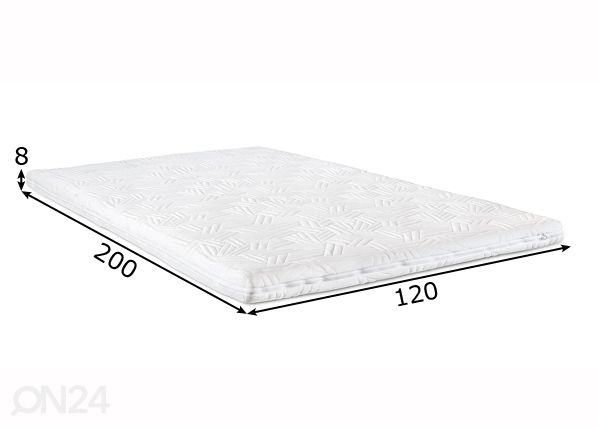 Sijauspatja Hypnos Hemera erittäin pehmeä HS 120x200x8 cm ympäröidyllä vetoketjulla mitat