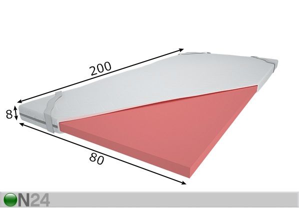 Sijauspatja Viskoosi 80x200x8 cm mitat