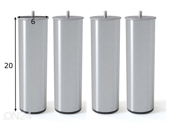 Silinterimuotoinen metallijalka, harjattu hopeansävy 20 cm mitat