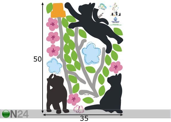 Sisustustarra KISSAT JA PERHOSET mitat