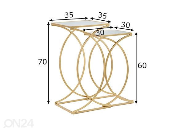 Sivupöydät Glam (2 kpl), kullanvärinen mitat