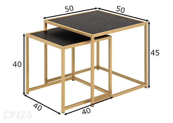 Sivupöydät Seaford, 2 kpl mitat