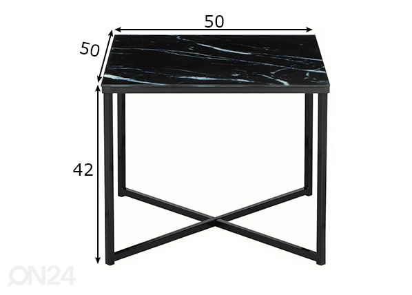 Sivupöytä 50 × 50 cm, musta mitat