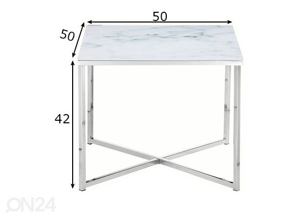 Sivupöytä 50 × 50 cm, valkoinen mitat