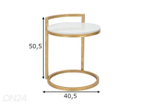 Sivupöytä Round, kulta / valkoinen mitat