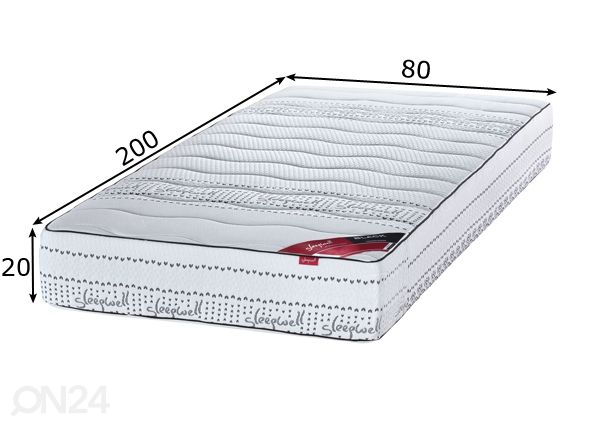 Sleepwell joustinpatja Black Multipocket Low 80x200 cm mitat