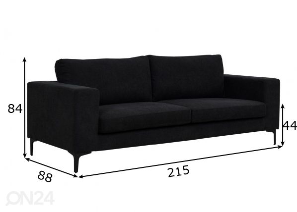 Sohva Bolero 3-istuttava mitat