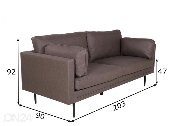 Sohva Boom 3-istuttava mitat