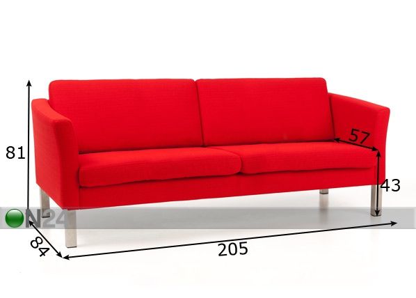 Sohva Boss 3-istuttava mitat