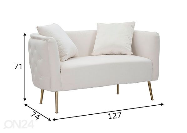 Sohva Glam, kermanvalkoinen/ kullanvärinen mitat