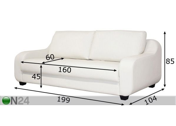 Sohva VILLA 200 cm mitat