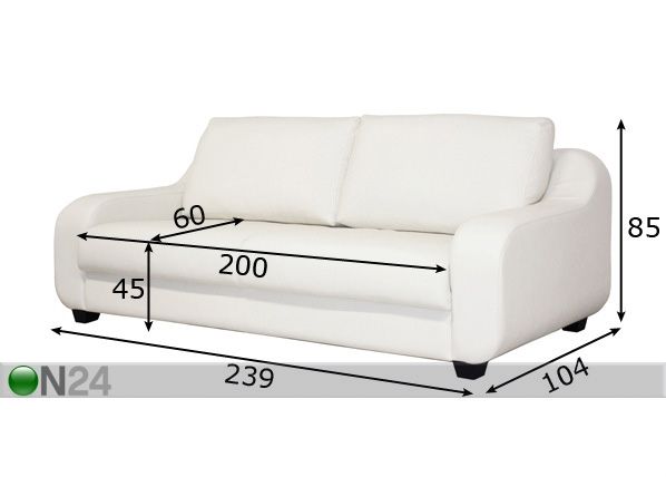 Sohva VILLA 240 cm mitat