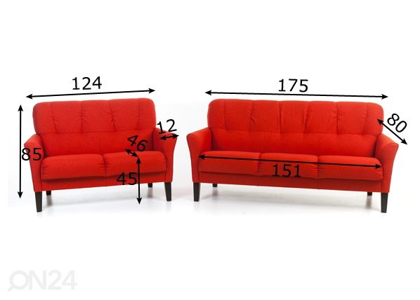 Sohvakalusto Katri 3+2 mitat