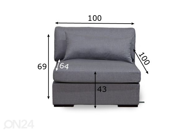 Sohvan välimoduuli Comforto XL 100 cm mitat