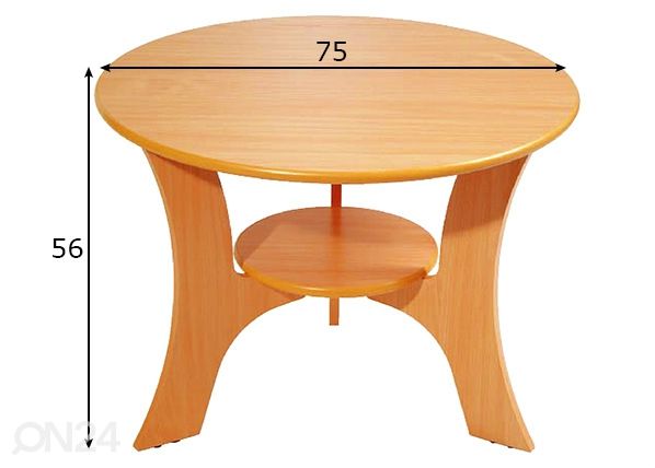 Sohvapöytä Ø 75 cm mitat
