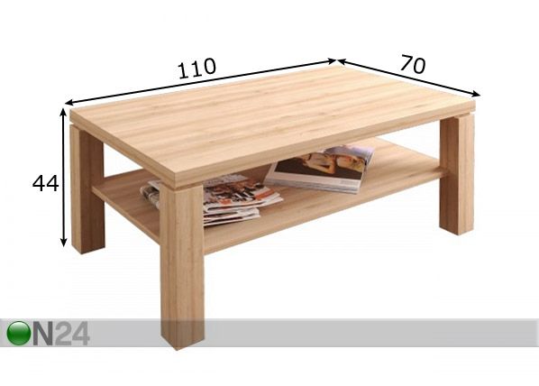 Sohvapöytä 110x70 cm mitat