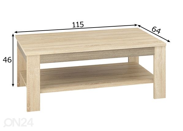 Sohvapöytä 115x64 cm mitat