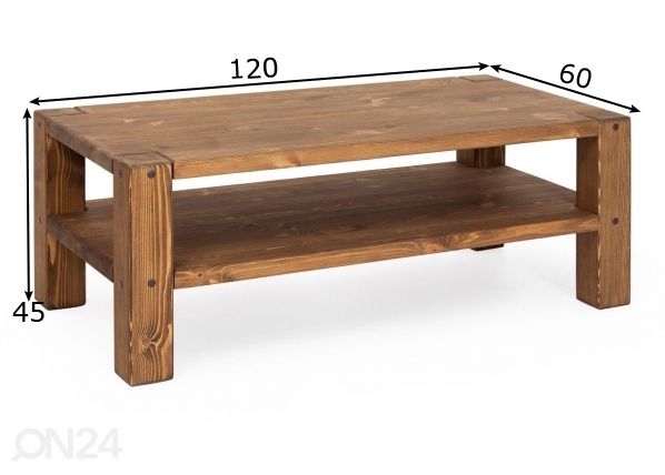 Sohvapöytä 120x60 cm mitat