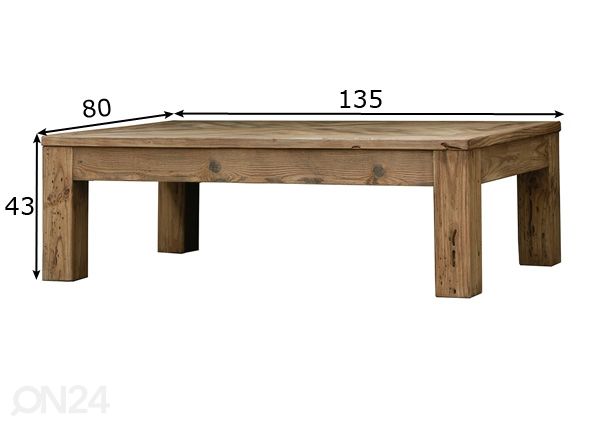 Sohvapöytä 135x80 cm mitat