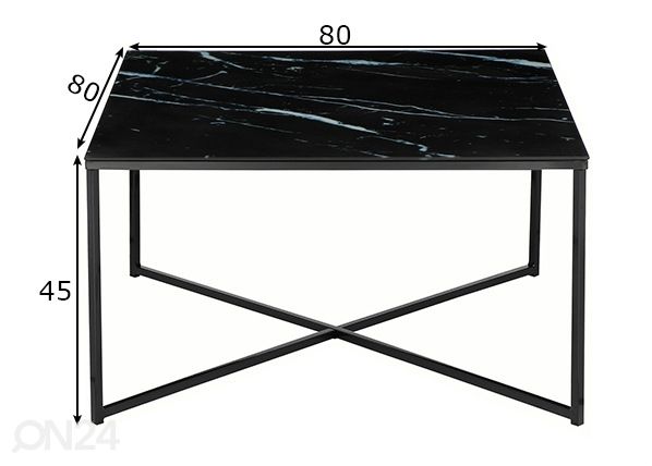 Sohvapöytä 80x80 cm mitat