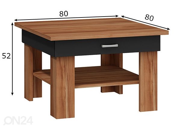 Sohvapöytä 80x80 cm mitat