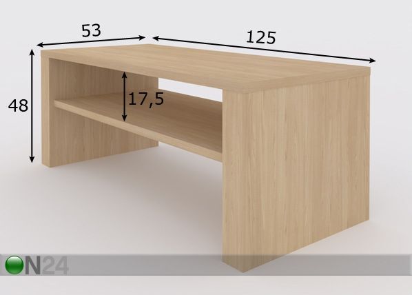 Sohvapöytä AM-DL 125 mitat