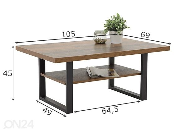 Sohvapöytä Anton 105x69 cm mitat