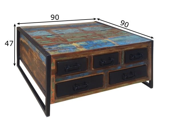 Sohvapöytä BALI 90x90 cm mitat