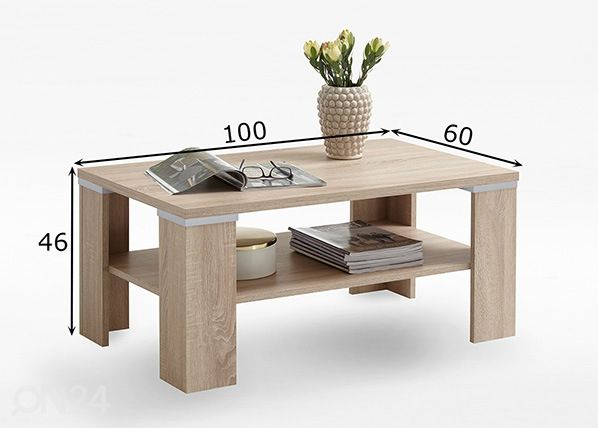 Sohvapöytä BASTIA 100x60 cm mitat