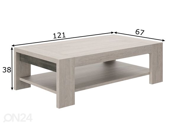 Sohvapöytä Boston 121x67 cm mitat