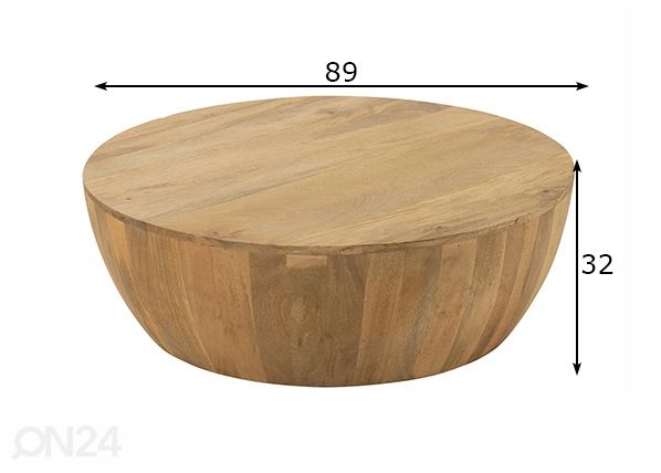 Sohvapöytä Camille Ø 89 cm mitat