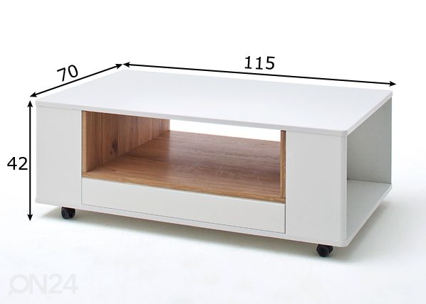 Sohvapöytä Cesina 115x70 cm mitat